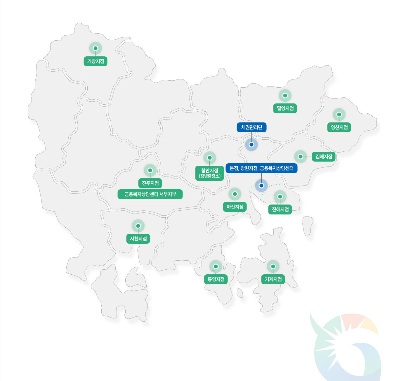 경상남도 간략 지도